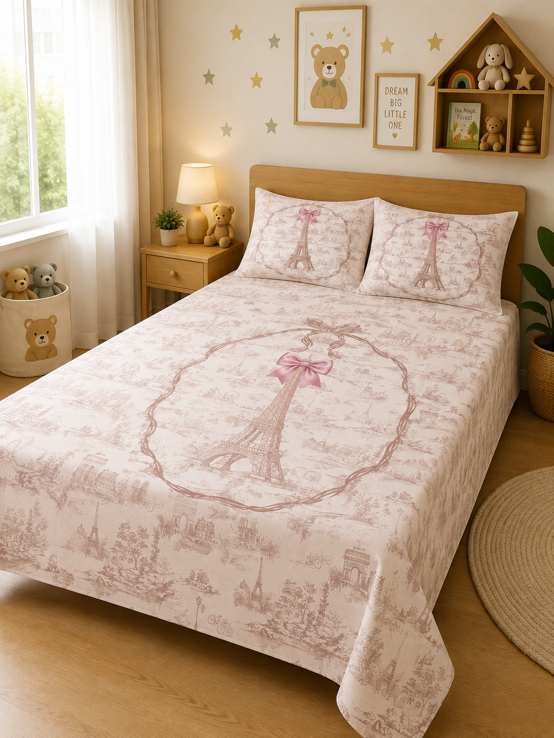 A Day In Paris 100% Cotton Double Bedsheet