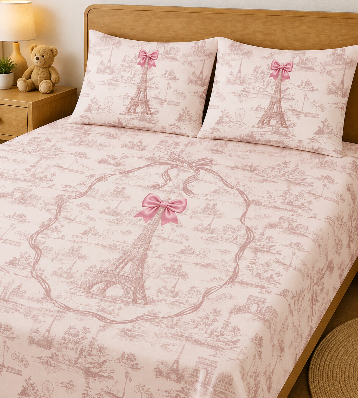 A Day In Paris 100% Cotton Double Bedsheet