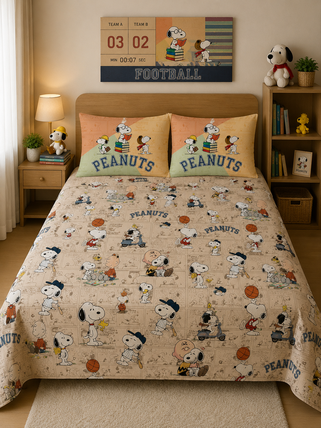 Peanuts 100% Cotton Double Bedsheet