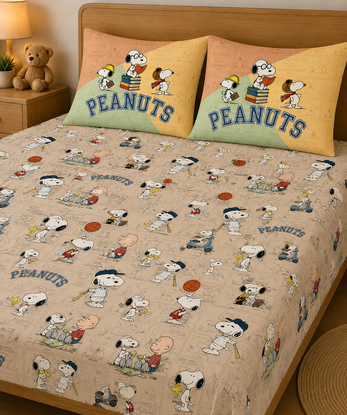 Peanuts 100% Cotton Double Bedsheet