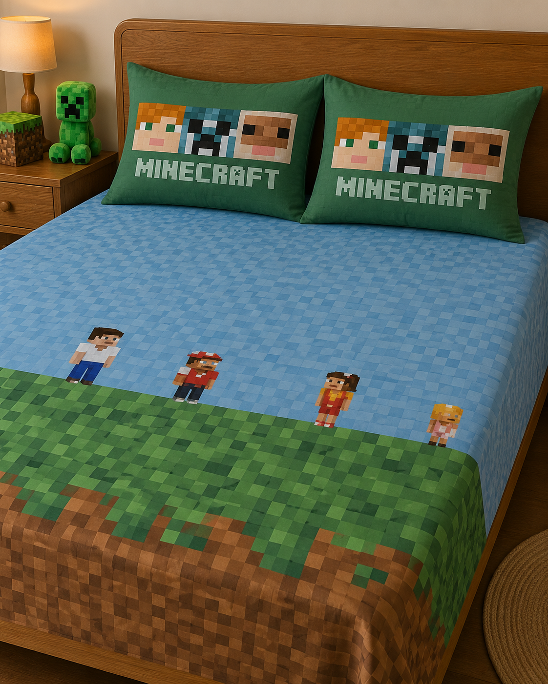 Minecraft 100% Cotton Double Bedsheet
