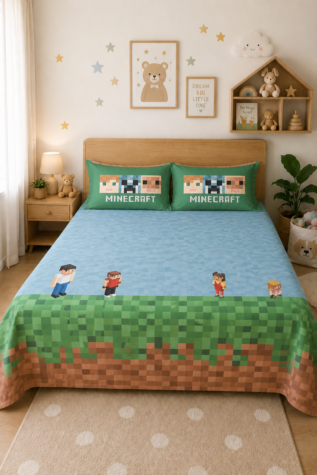 Minecraft 100% Cotton Double Bedsheet