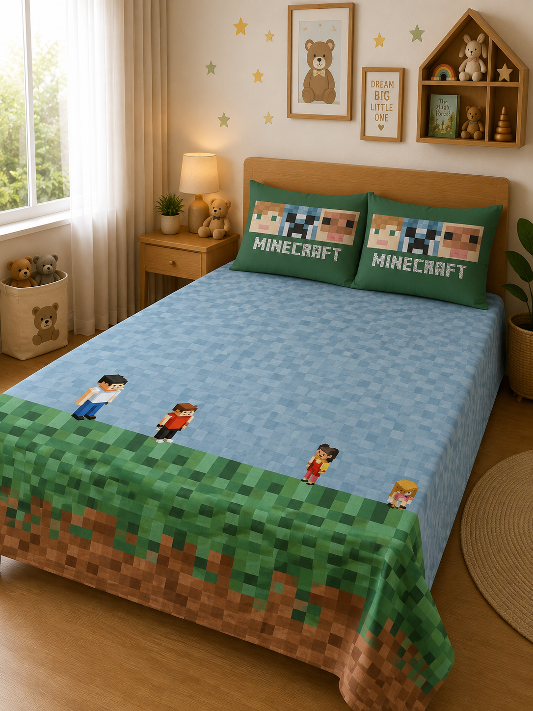 Minecraft 100% Cotton Double Bedsheet