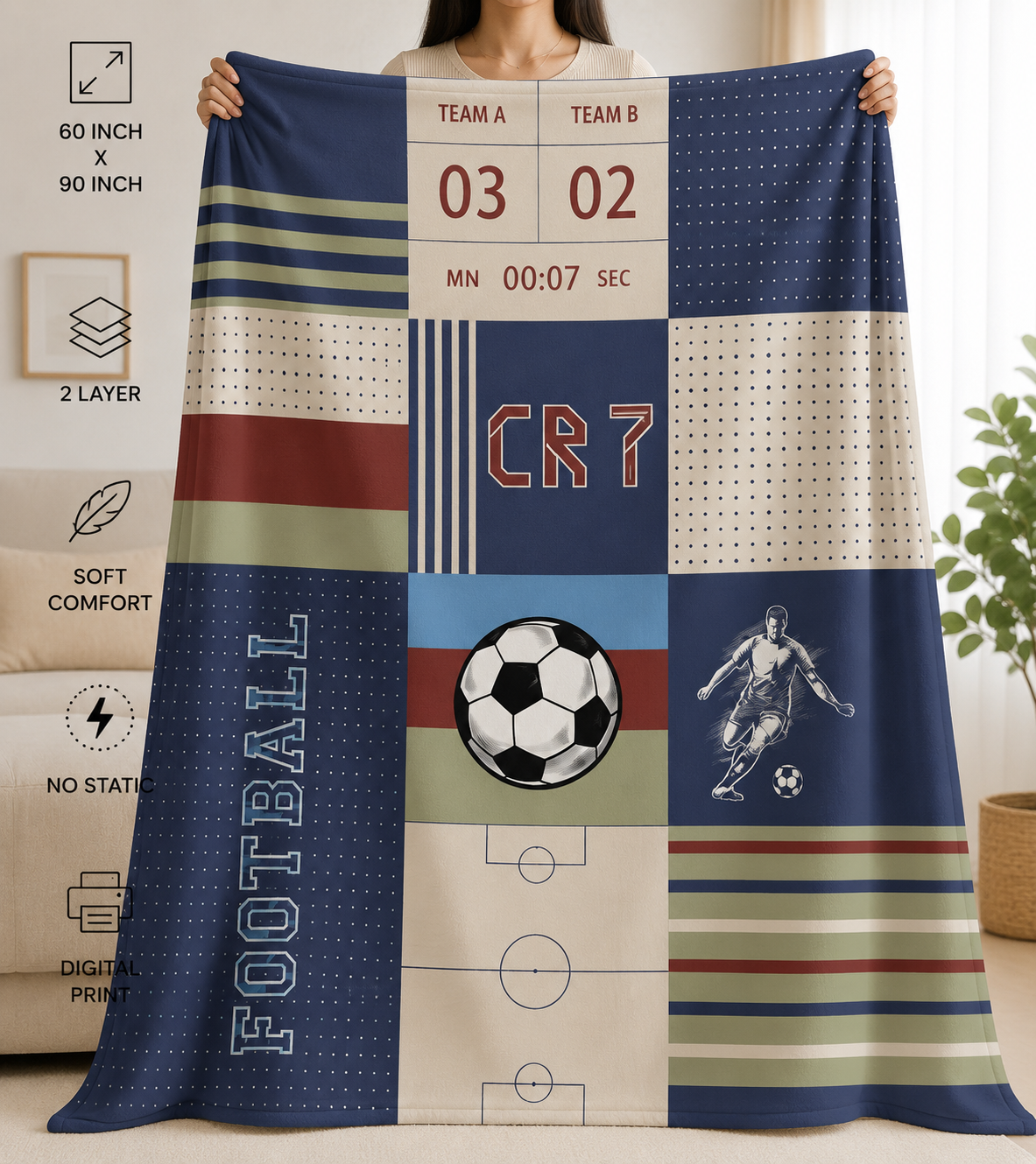 Football 100% Cotton Dohar