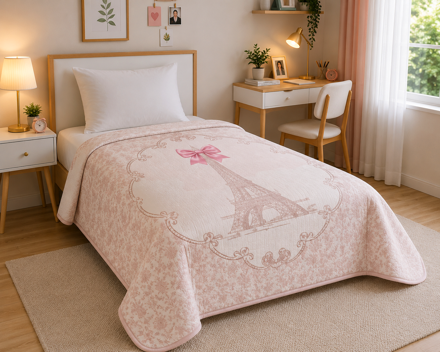 A Day In Paris Kids Single Bedsheet & Dohar Combo