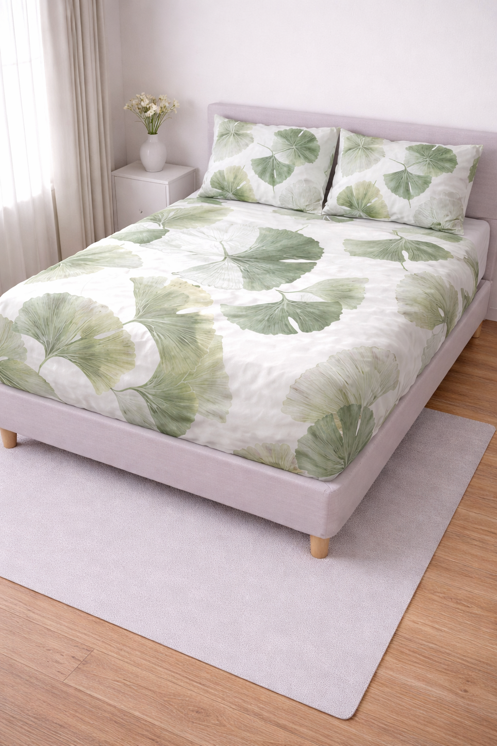 The Ginko Leaves Luxury Double Bedsheet 800 TC