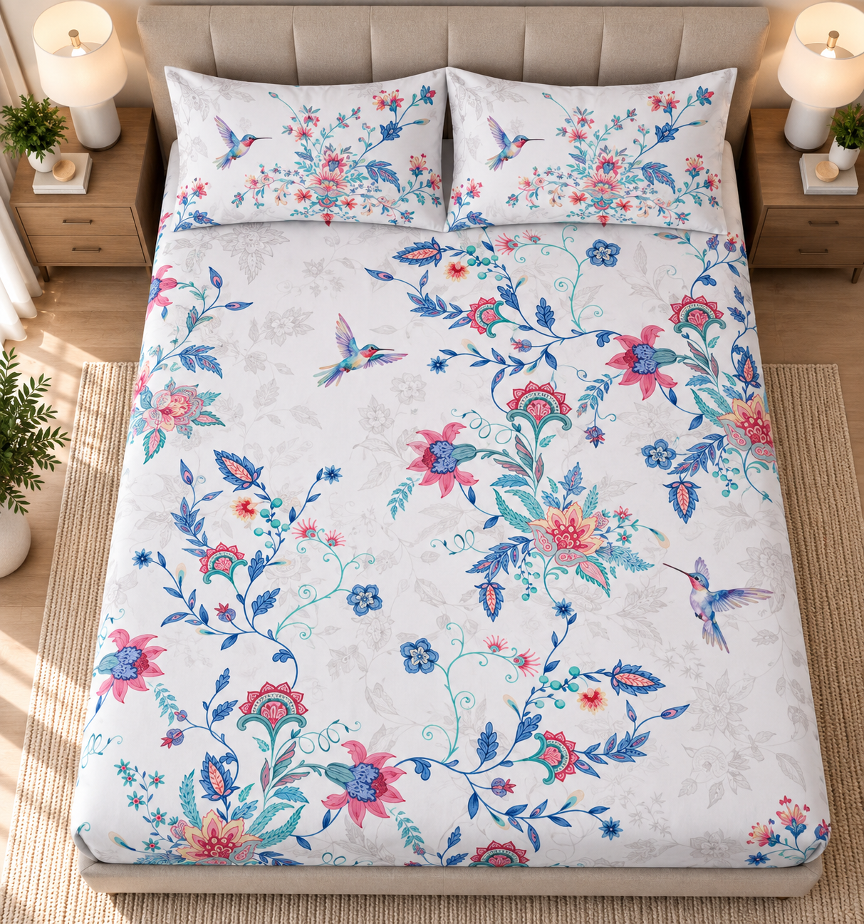 The Enchanting Chintz Luxury Double Bedsheet 800 TC