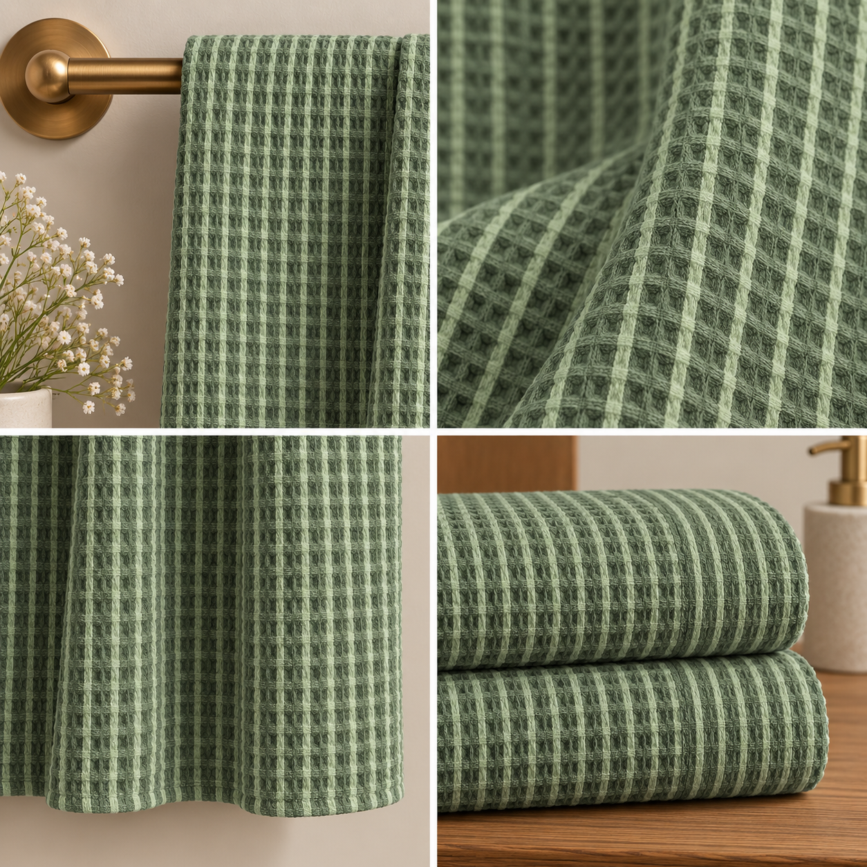 Wavy Stripes Waffle Bath Towel – 100% Cotton