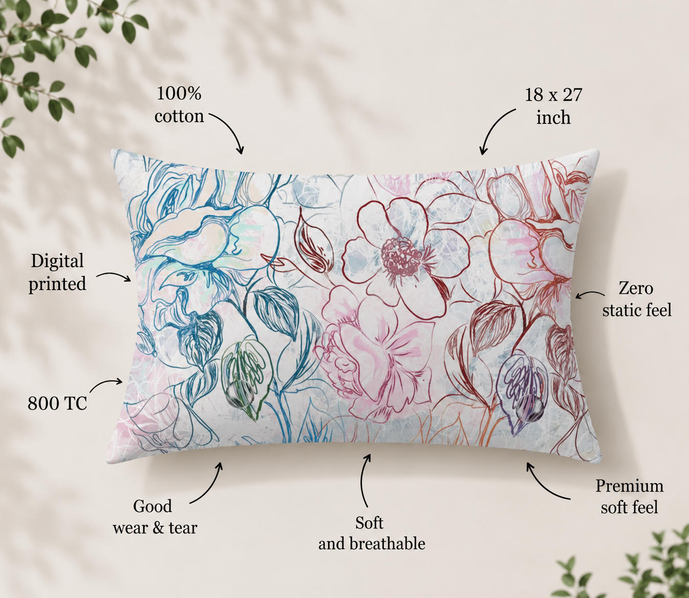 The Floral Land Luxury Double Bedsheet 800 TC
