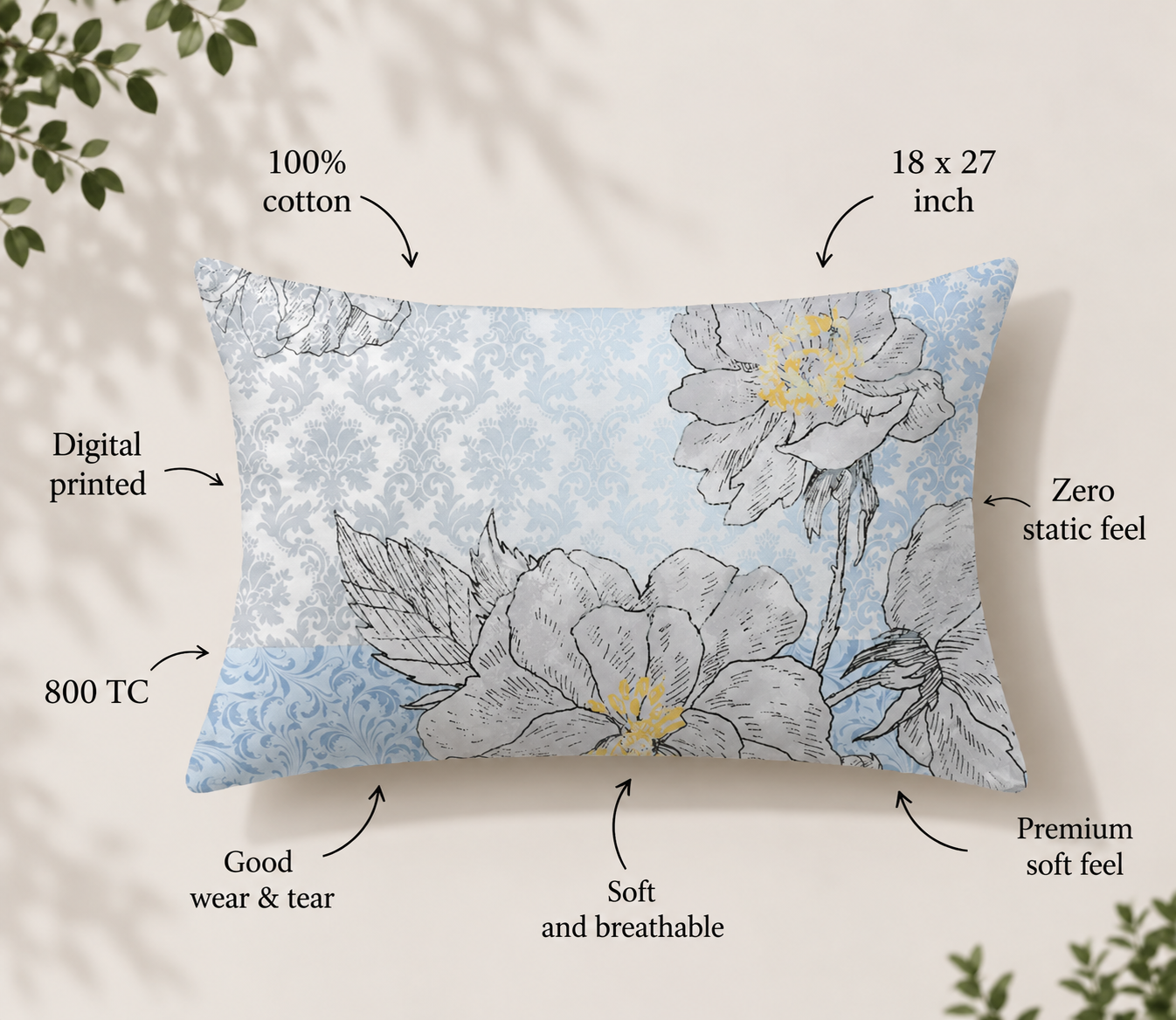 The Blue Rose Luxury Double Bedsheet 800 TC