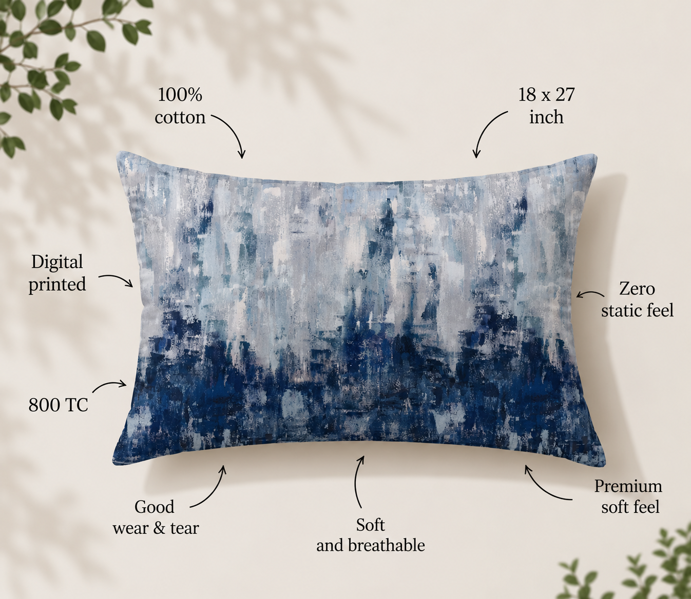 The Indigo Strokes Luxury Double Bedsheet 800 TC