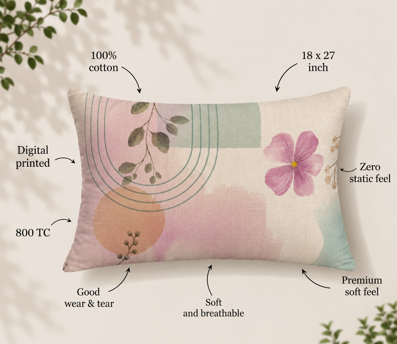 The Abstract Florals Luxury Double Bedsheet 800 TC