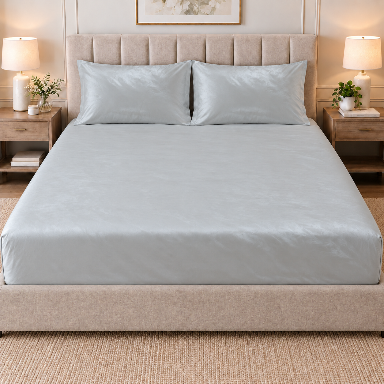 Solid Double Bedsheet- Steel Grey