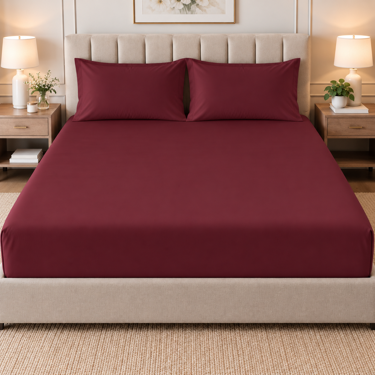 Solid Double Bedsheet- Maroon