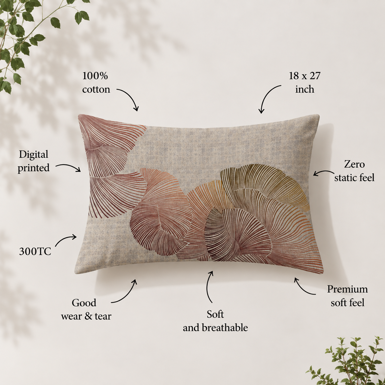 Earthy Flow 2.0 100% Cotton Double Bedsheet - 300TC