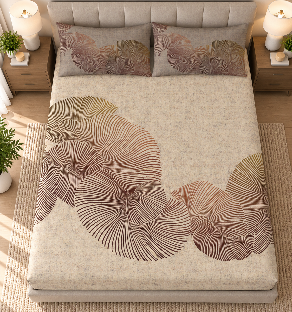 Earthy Flow 2.0 100% Cotton Double Bedsheet - 300TC