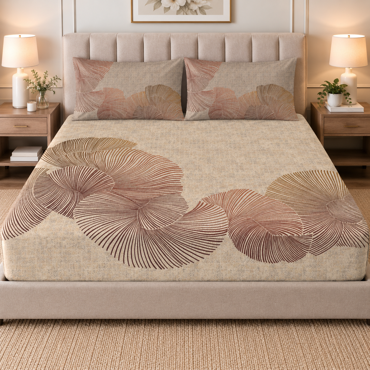 Earthy Flow 2.0 100% Cotton Double Bedsheet - 300TC