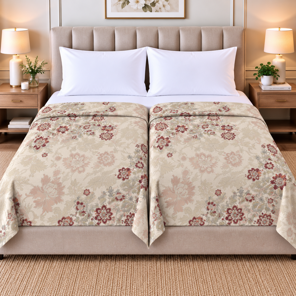 Red Chintz 100% Cotton Set of 2 Single Dohars