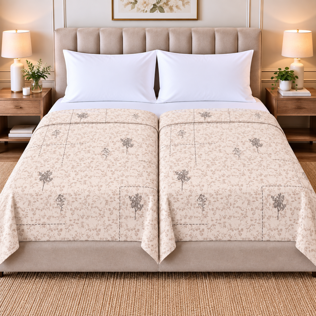 Pink Botanics 100% Cotton Set of 2 Single Dohars