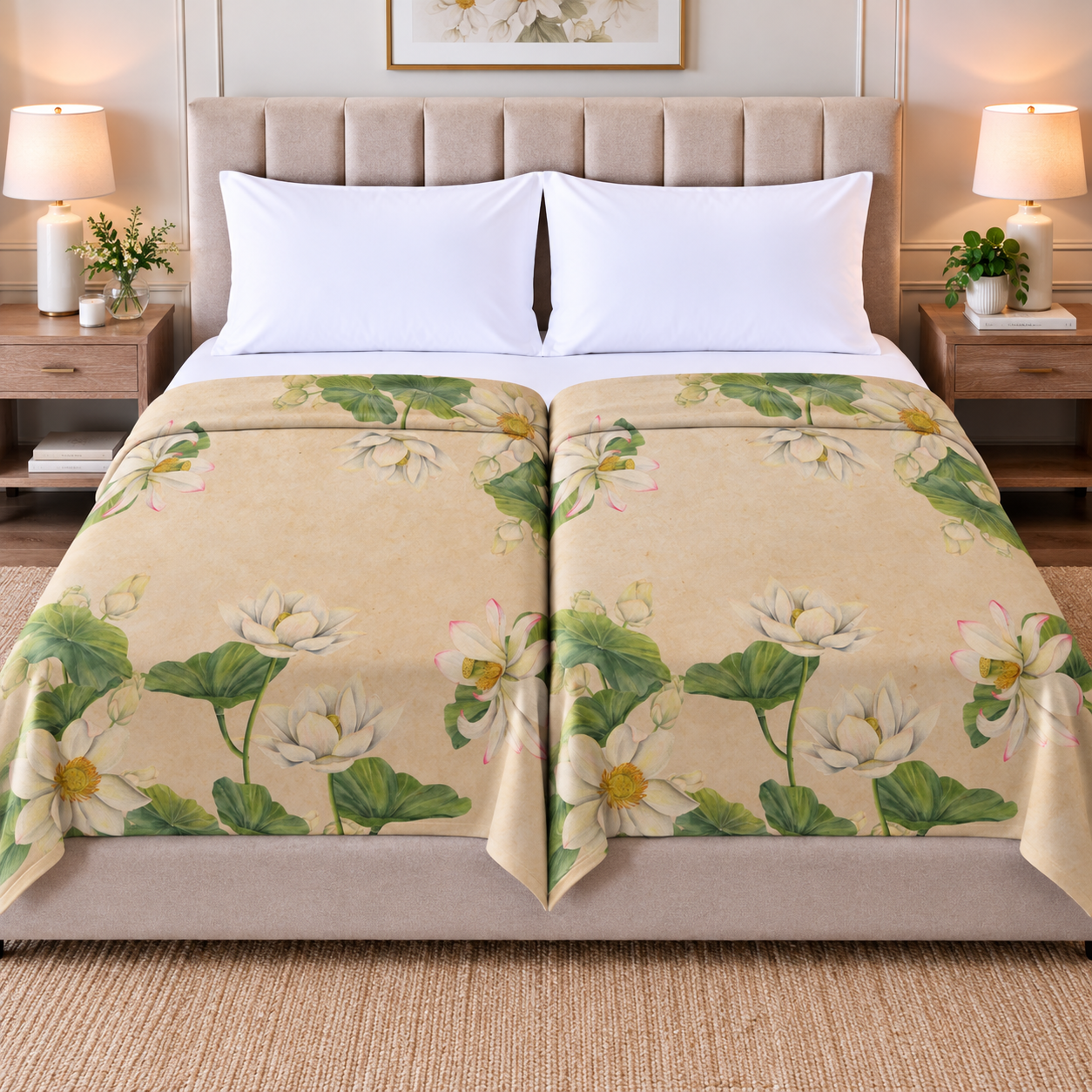 Whimsy Lotus 100% Cotton Set of 2 Single Dohars