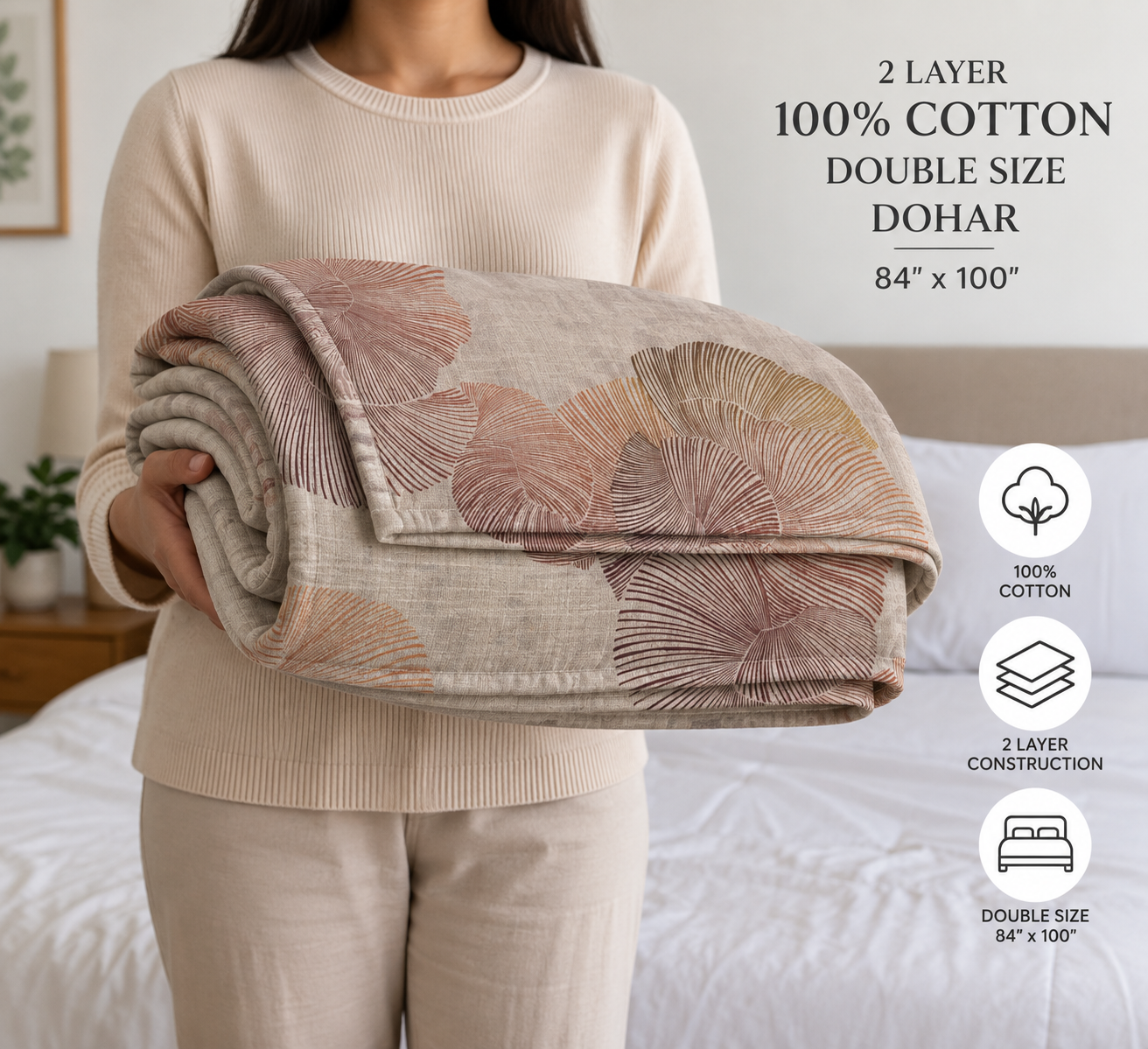 Earthy Flow 100% Cotton Double Dohar