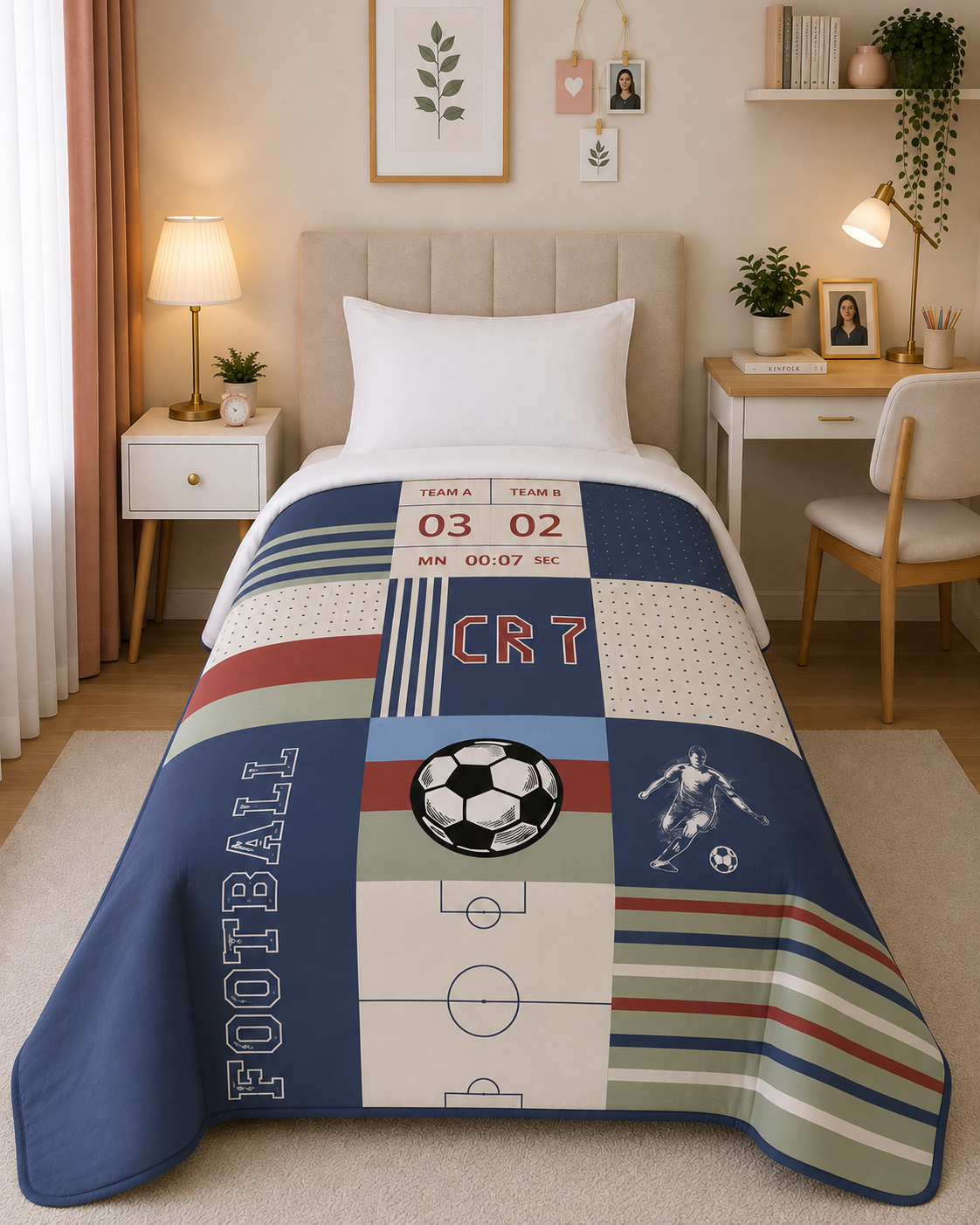 Football Kids Single Bedsheet & Dohar Combo