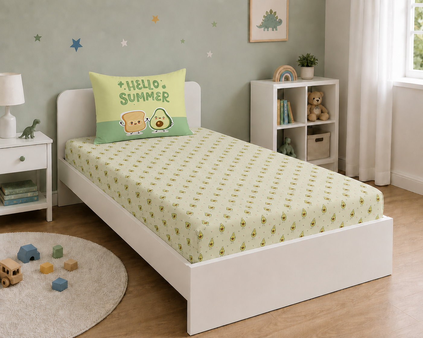 The Squishy Avocado 100% Cotton Single Bedsheet – 300 TC