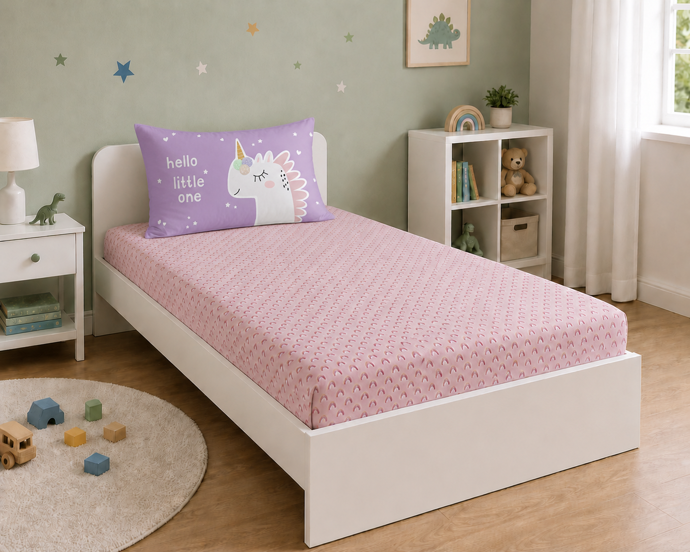 The Magical Unicorn 100% Cotton Single Bedsheet – 300 TC