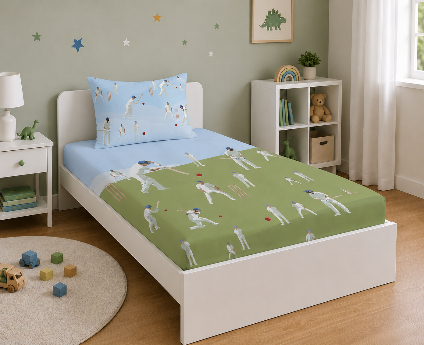 Cricket Champions 100% Cotton Single Bedsheet – 300 TC