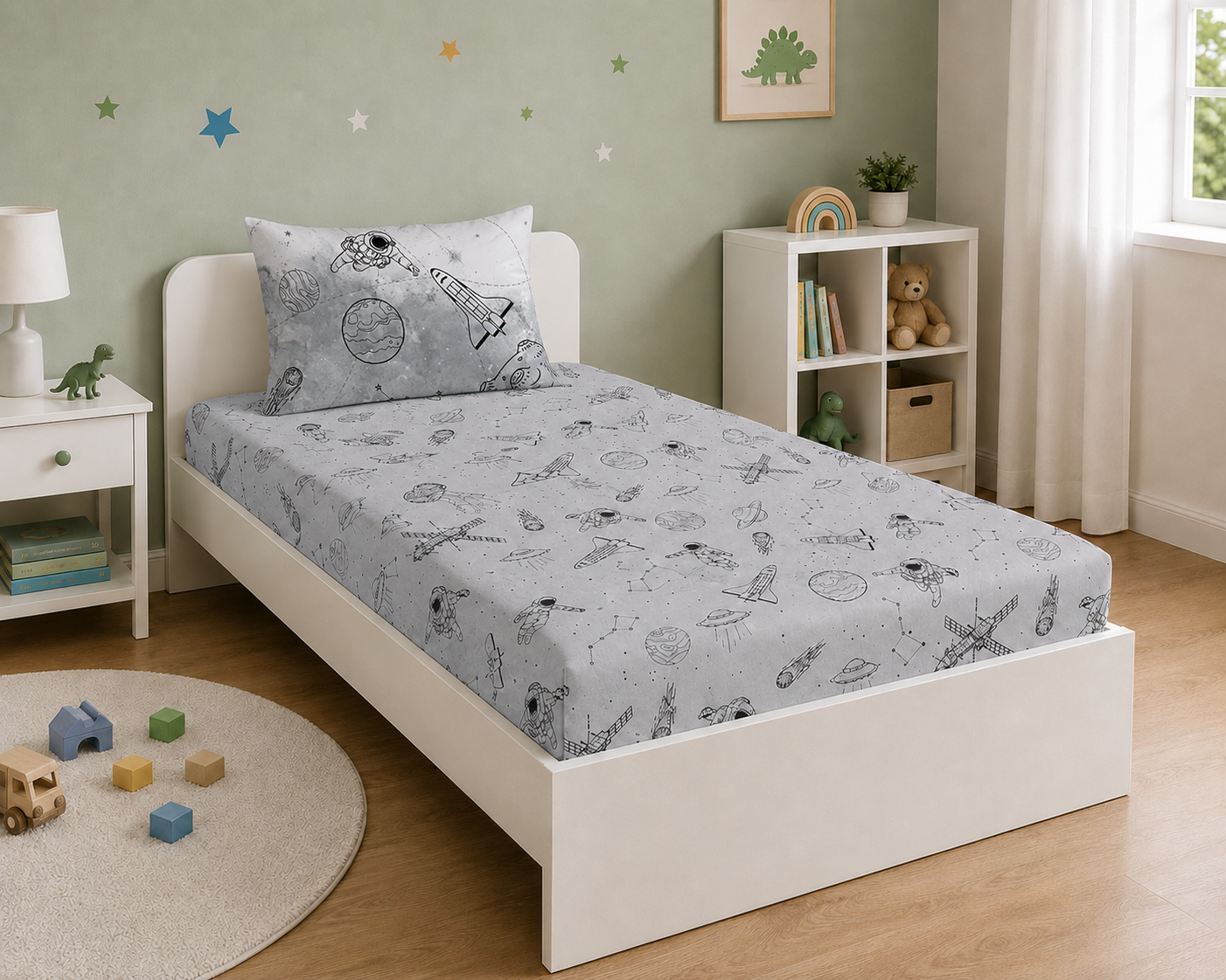 Astronaut 100% Cotton Single Bedsheet – 300 TC