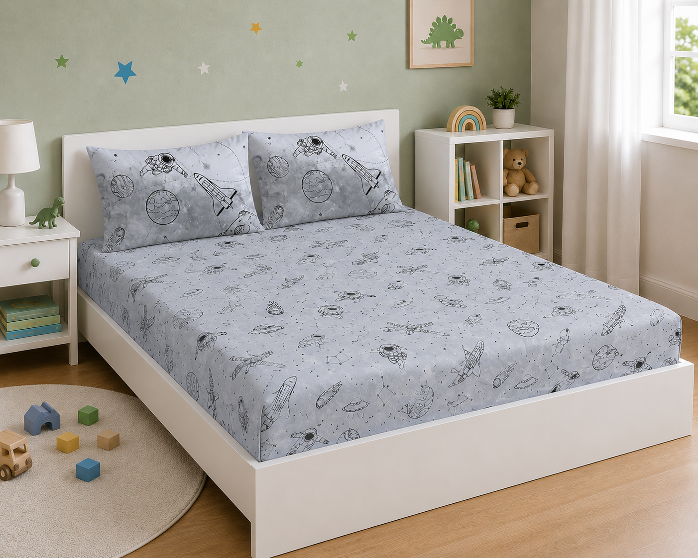 Astronaut 100% Cotton Double Bedsheet