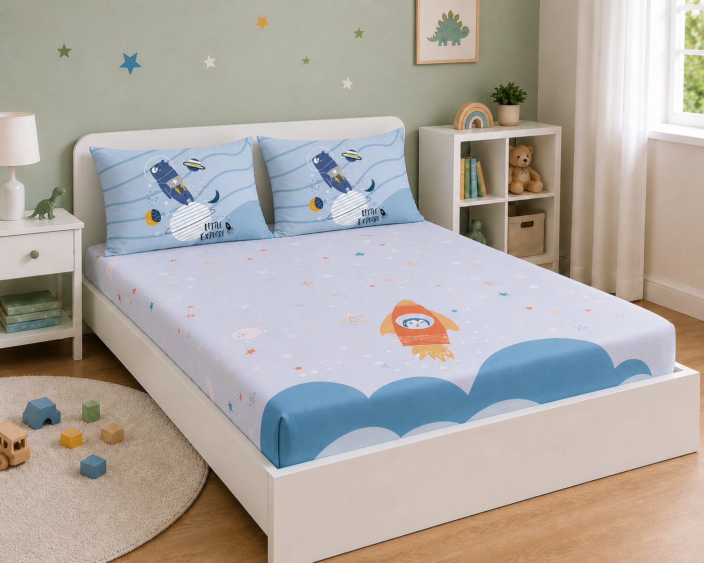 Space Station 100% Cotton Double Bedsheet