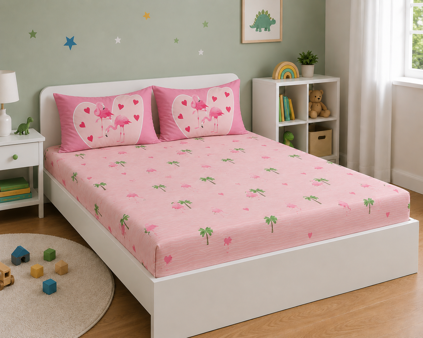 The Flamingo Bedsheet 100% Cotton Double Bedsheet