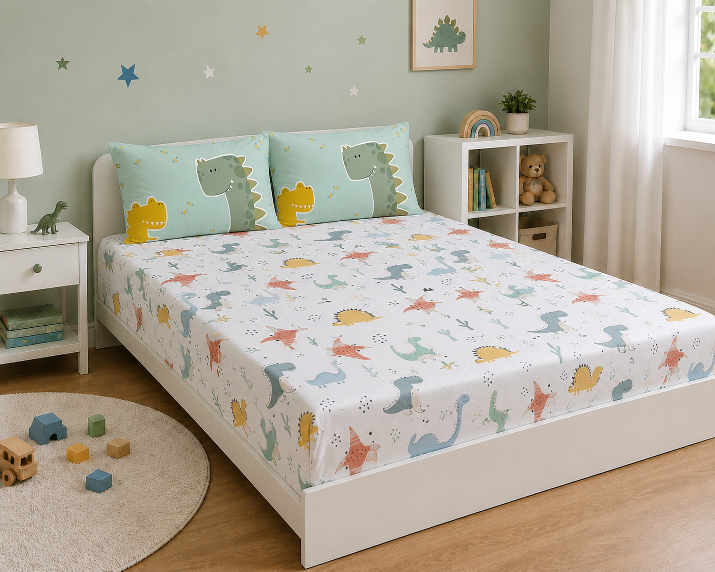 Dino 100% Cotton Double Bedsheet