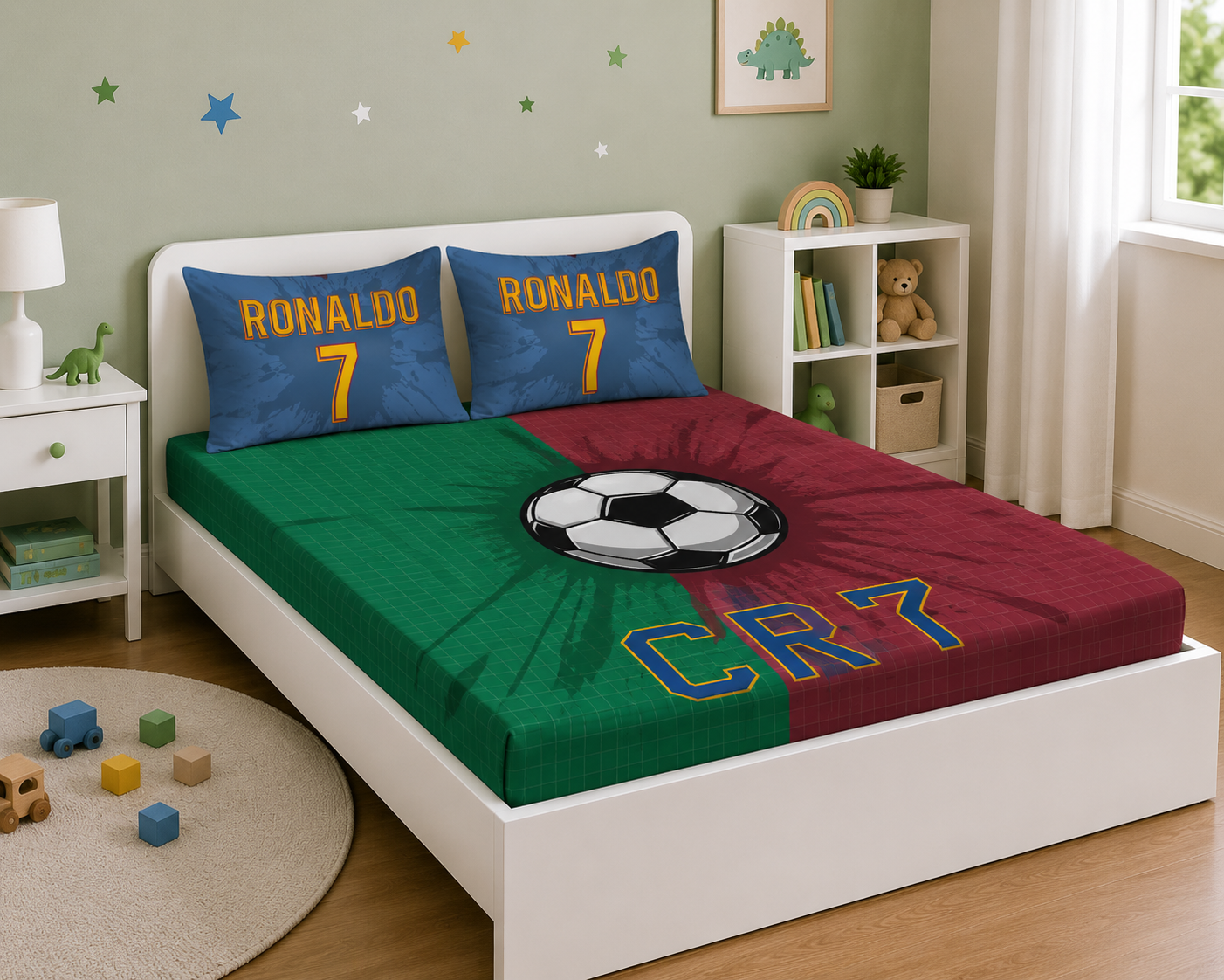 Football 100% Cotton Double Bedsheet