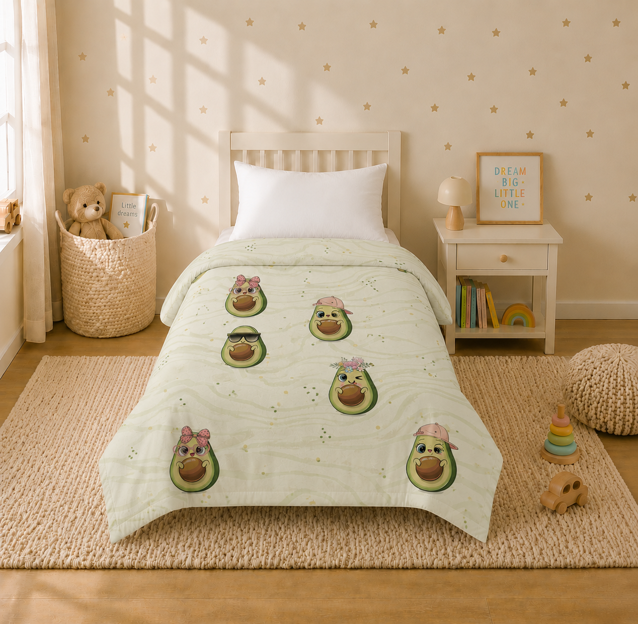 Avocado Reversible Kids Single Quilt