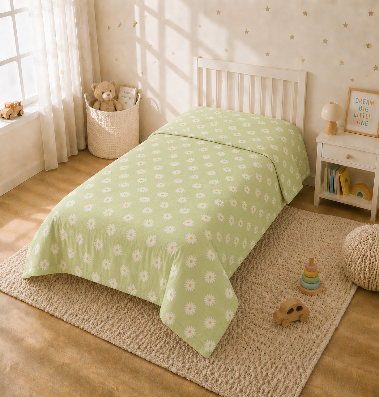 Avocado Reversible Kids Single Quilt