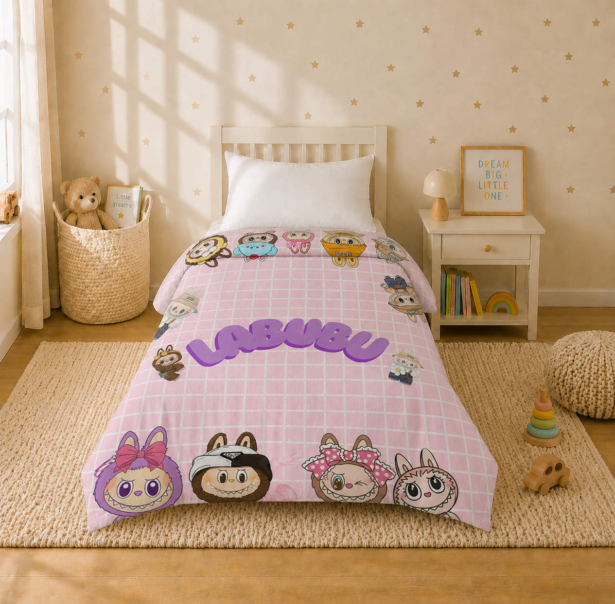 Labubu Reversible Kids Single Quilt