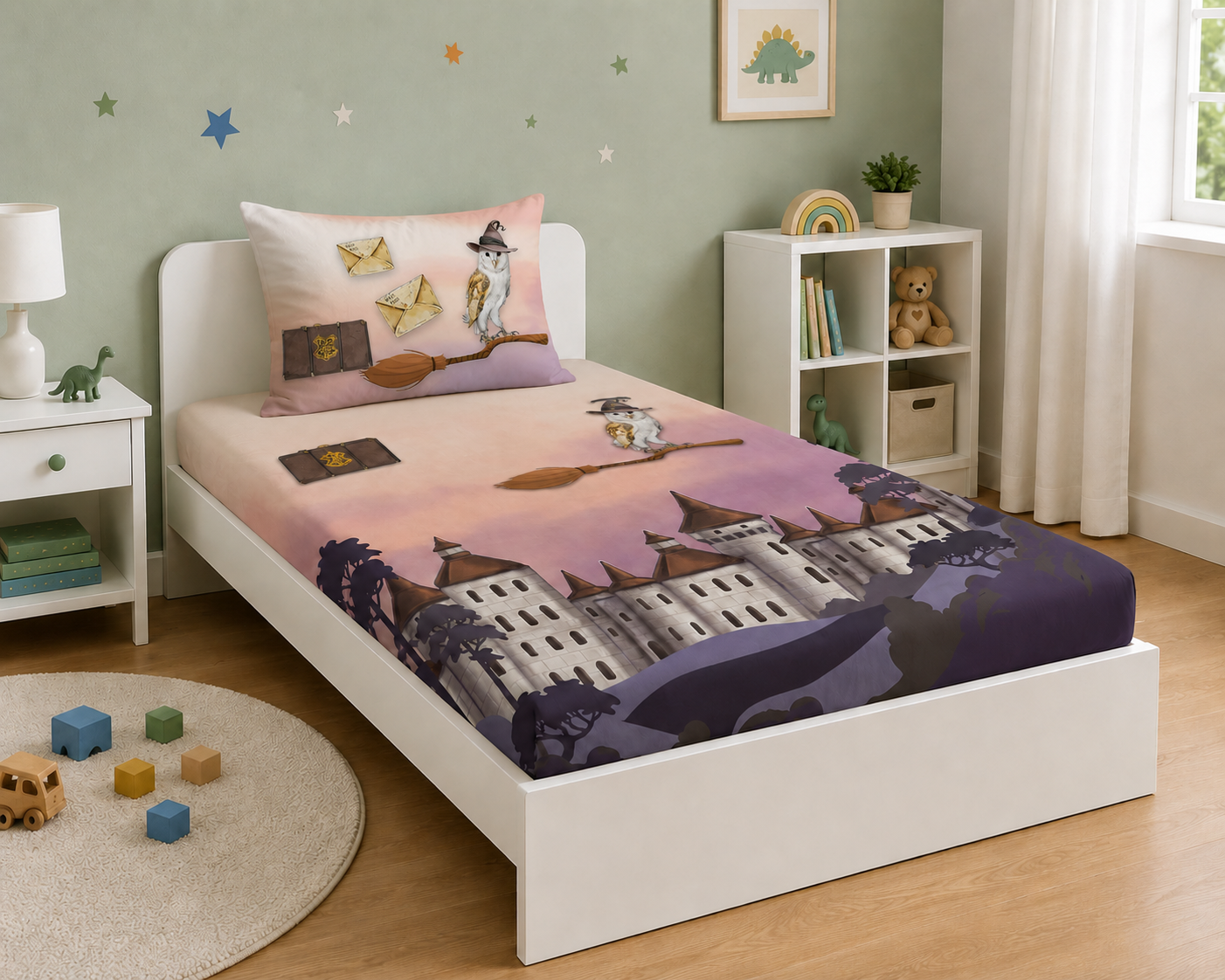 Harry Potter Castle 100% Cotton Single Bedsheet – 300 TC