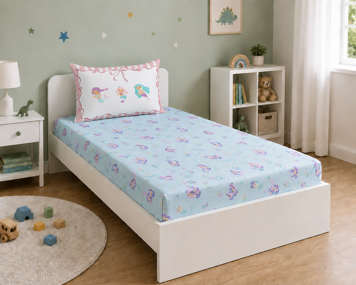 The Little Mermaid 100% Cotton Single Bedsheet – 300 TC
