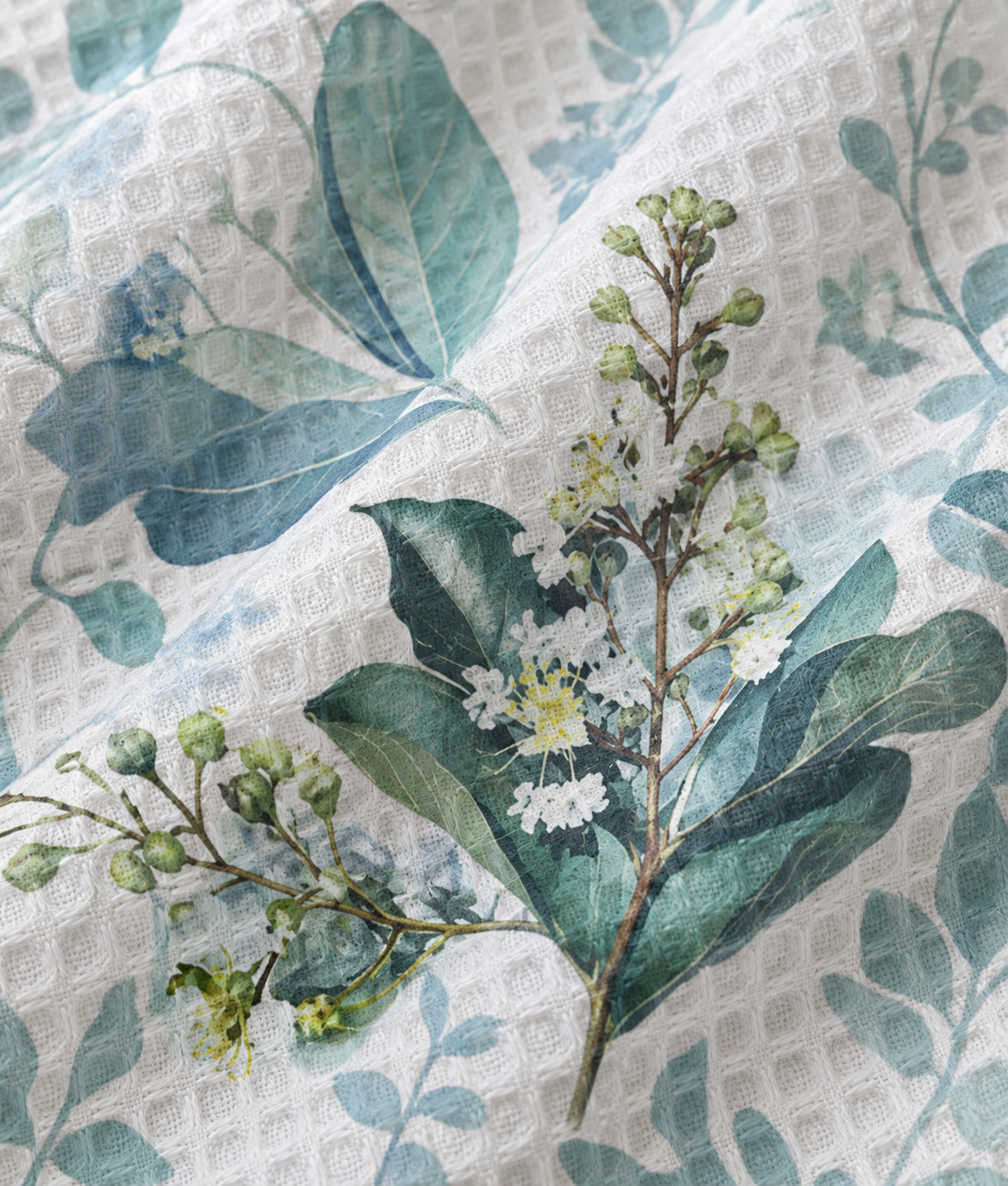 Soft Blue Florals Waffle Hand Towel (Set of 3 - Multi) - 100% Cotton