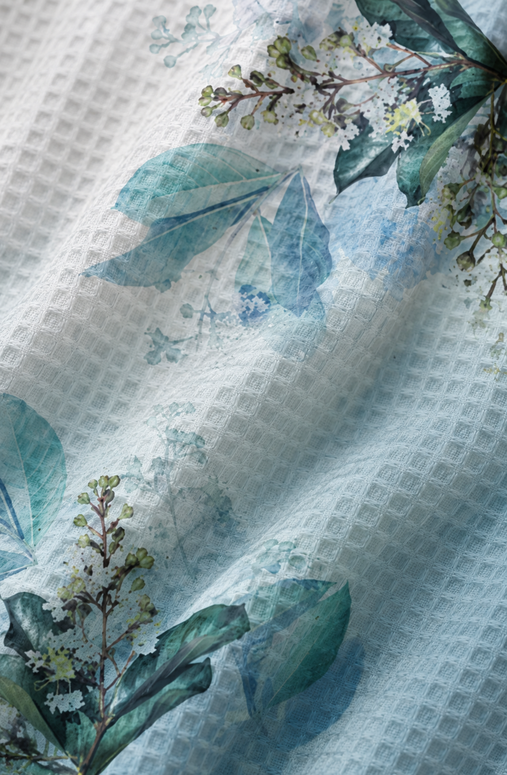 Soft Blue Florals Waffle Hand Towel (Set of 3 - Multi) - 100% Cotton