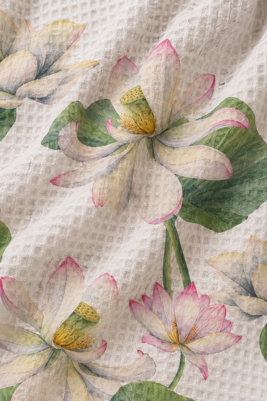 Whimsy Lotus Waffle Hand Towel (Set of 3 - Multi) - 100% Cotton