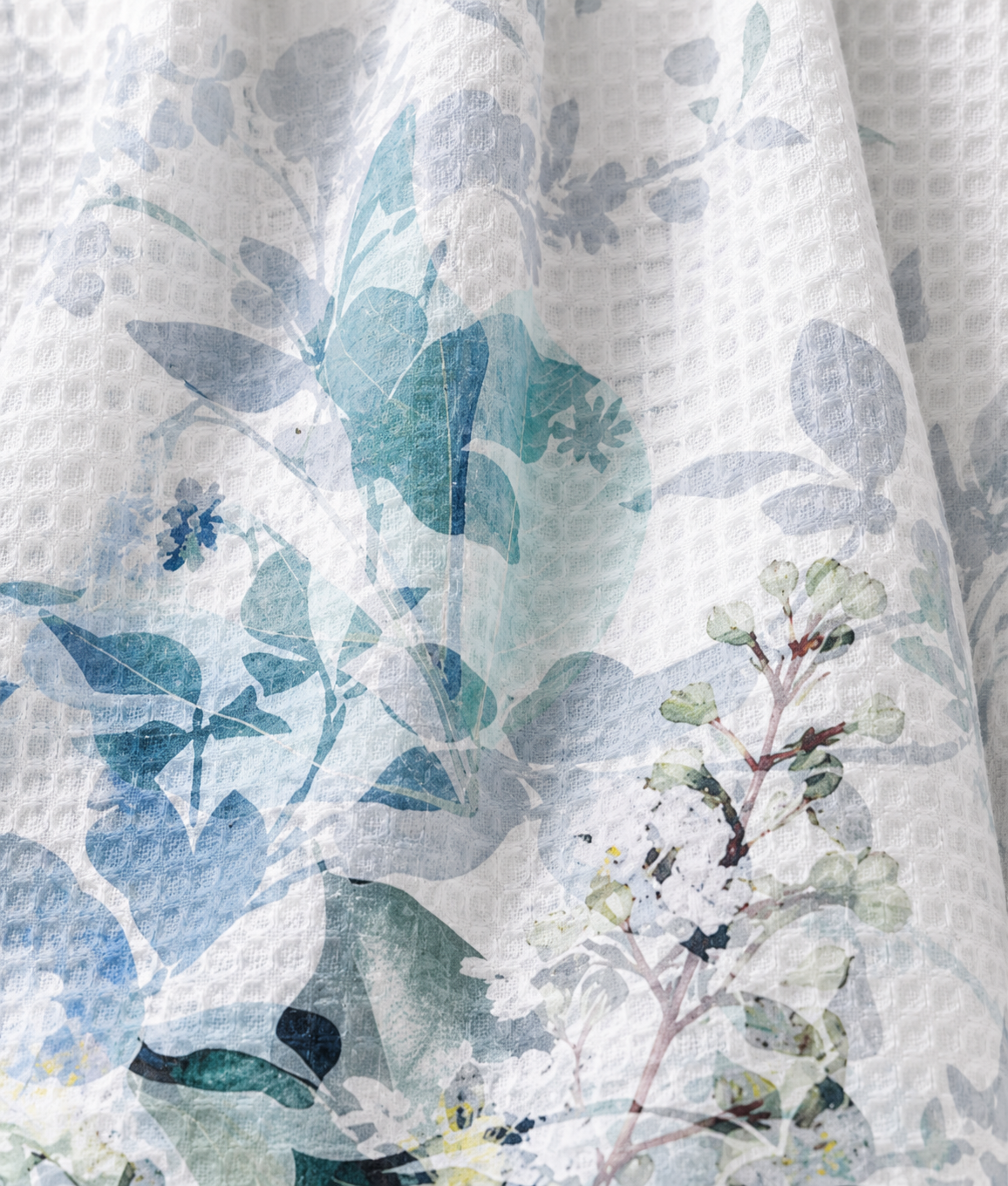 Soft Blue Florals Waffle Hand Towel (Set of 3 - Multi) - 100% Cotton