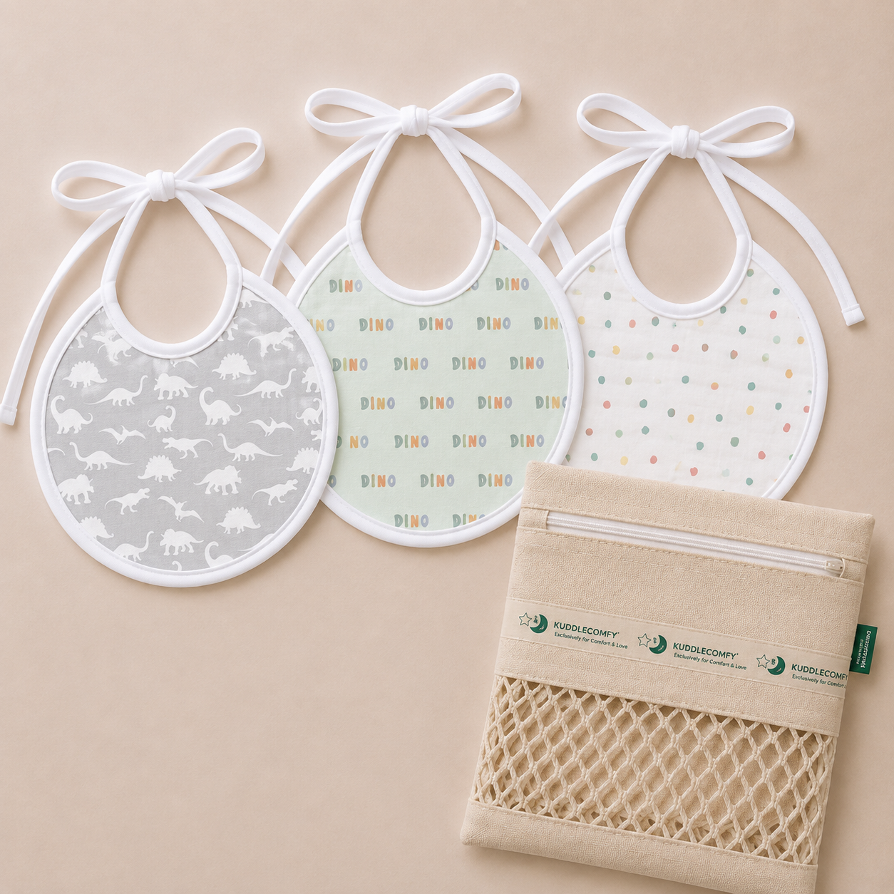 Dino Muslin Bib – Set of 3