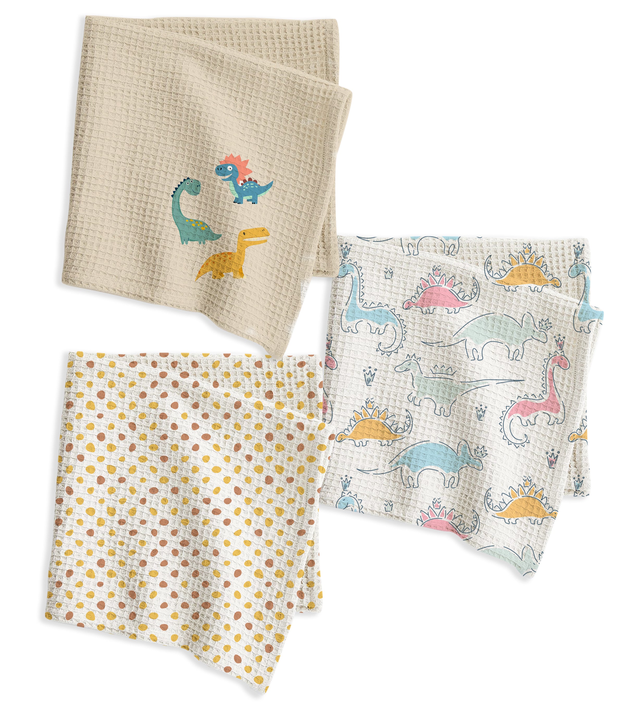 Dino Waffle Cotton Hankies – Set of 3
