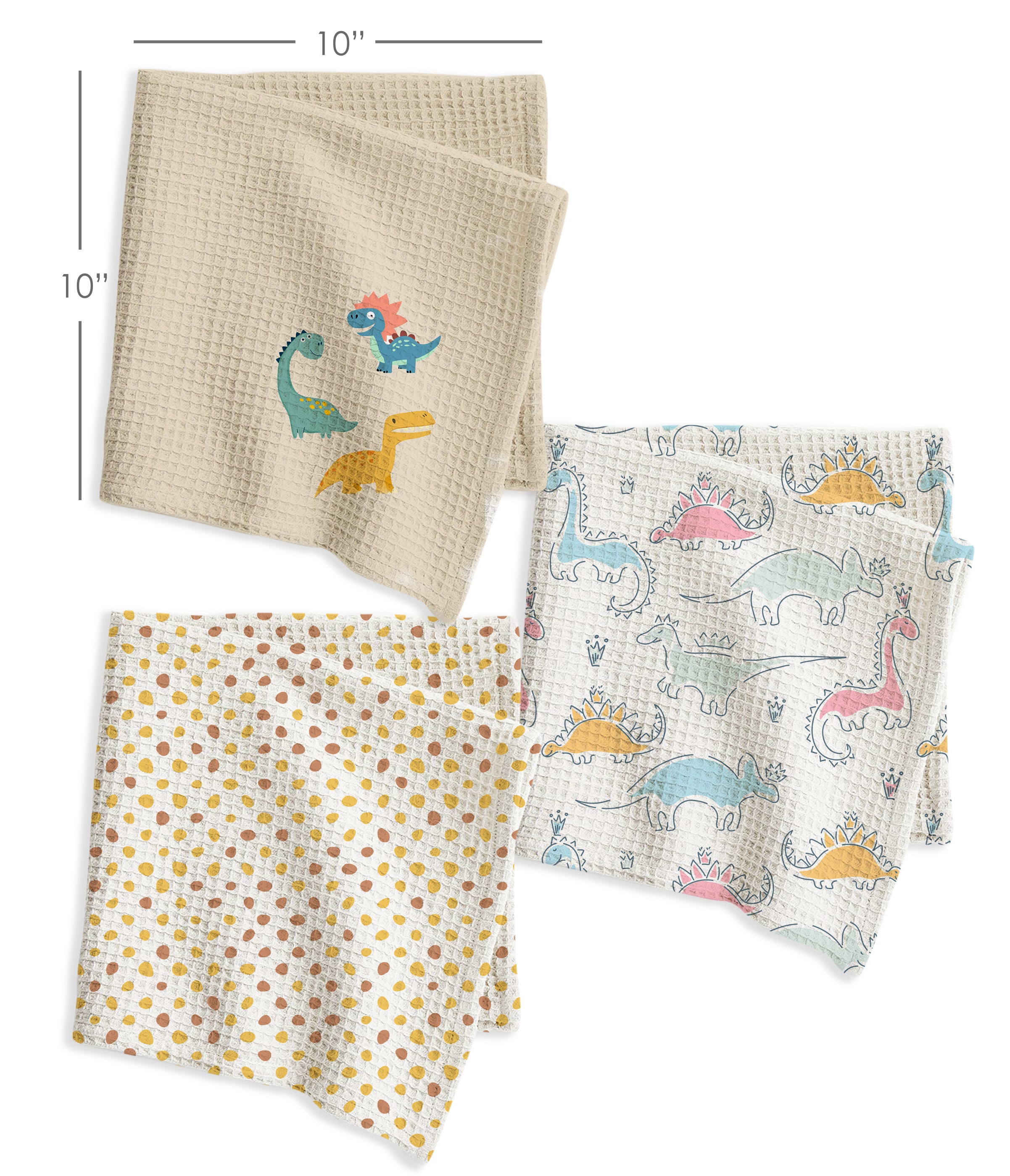 Dino Waffle Cotton Hankies – Set of 3