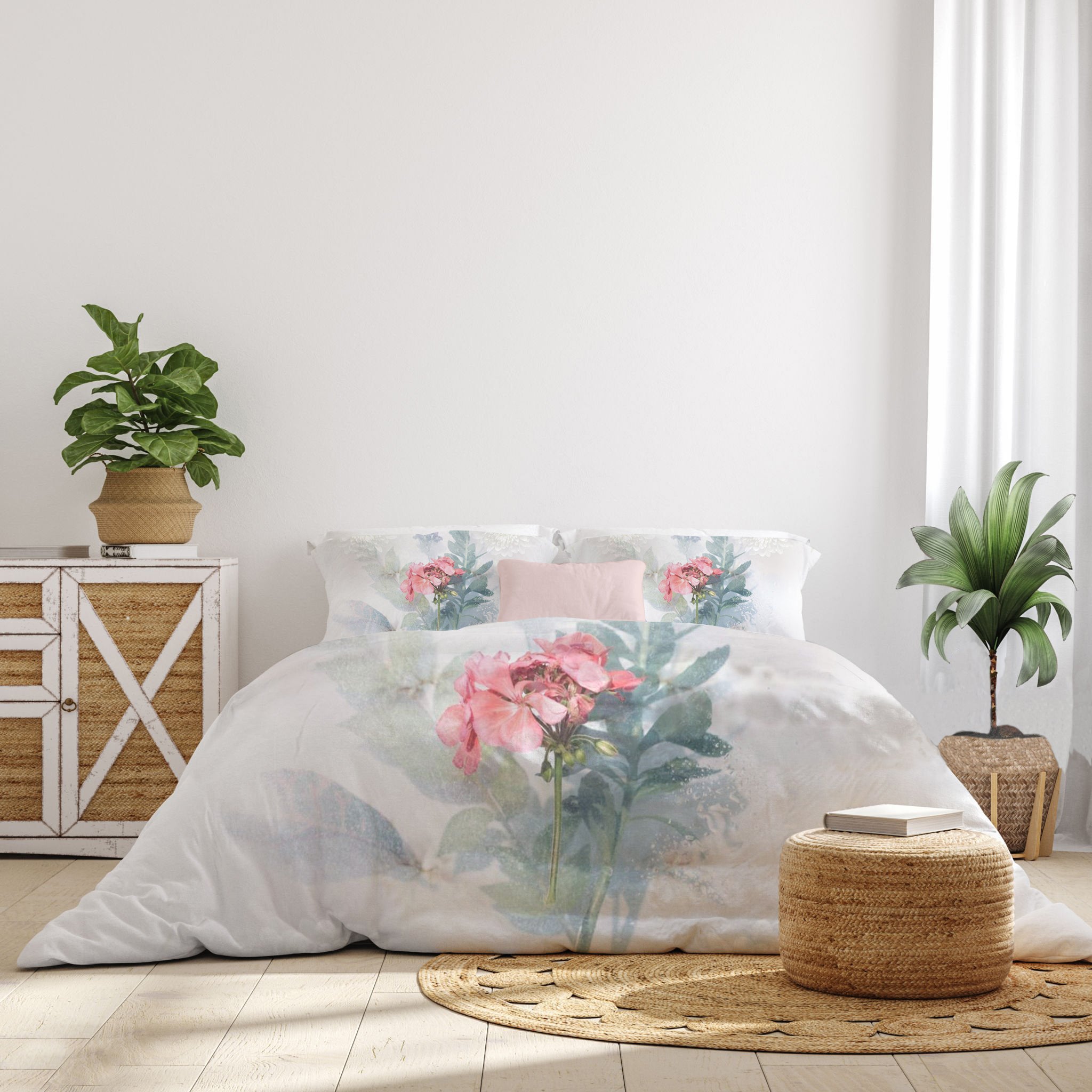 The Watercolor Bloom Luxury Double Bedsheet 800 TC