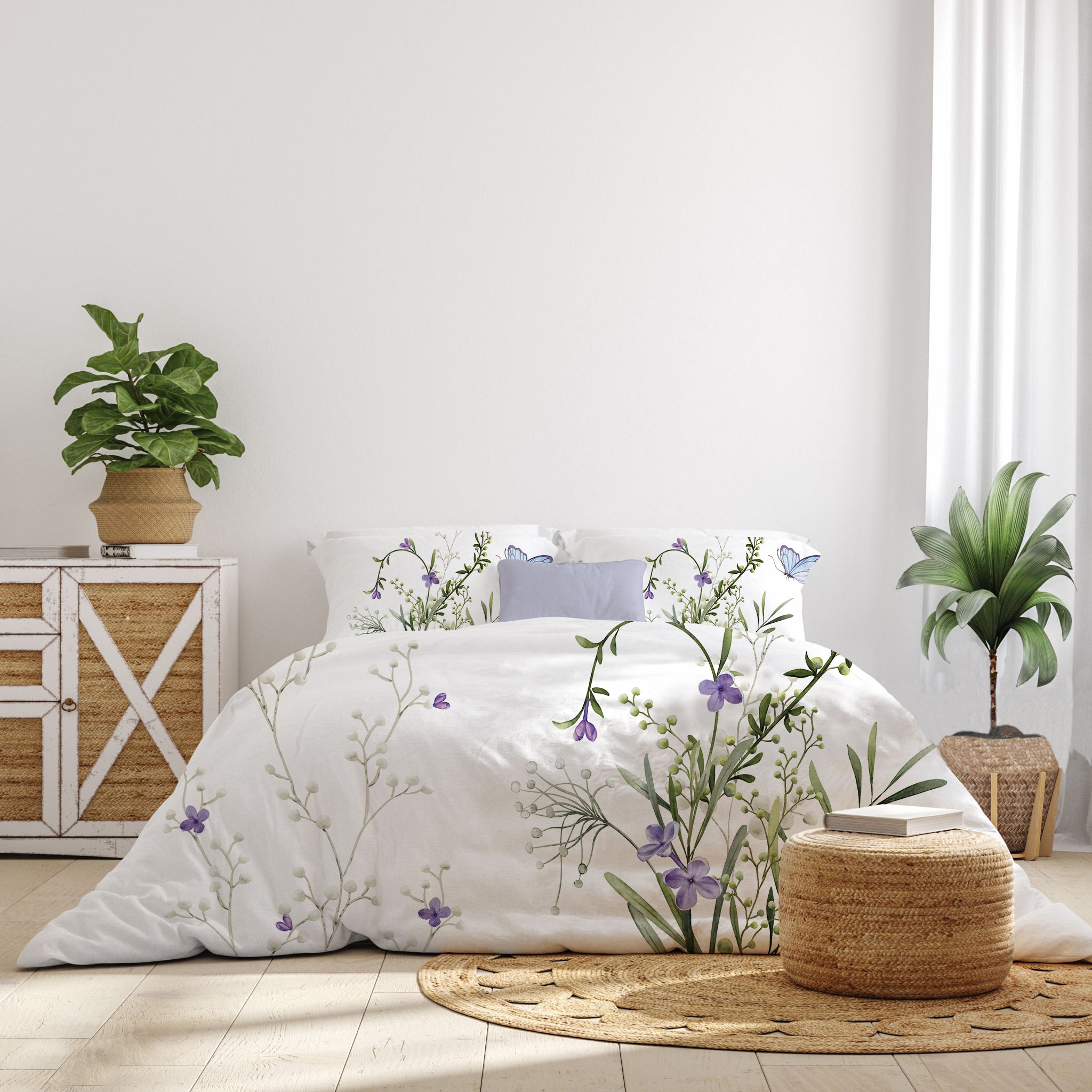 The Butterfly Bloom Luxury Double Bedsheet 800 TC