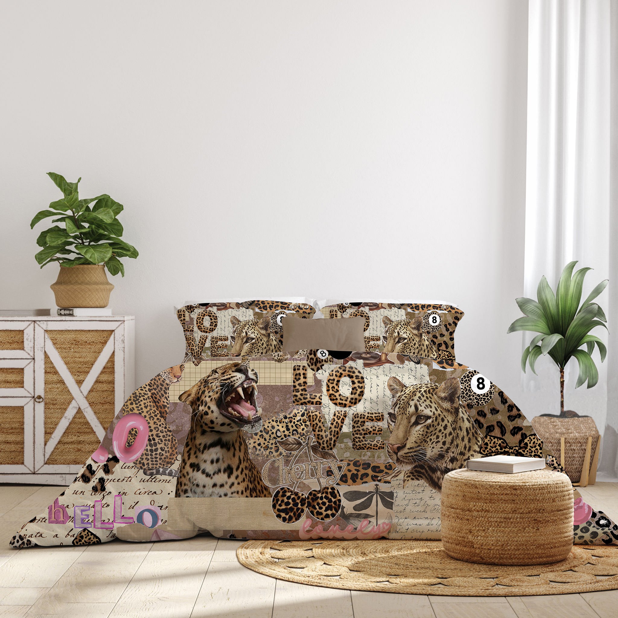 Leopard Collage Luxury Double Bedsheet 800 TC